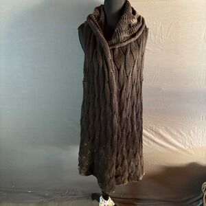 Avant toi Liapull 100% Cashmere Long Hooded Vest Made in Italy Brown Knit M